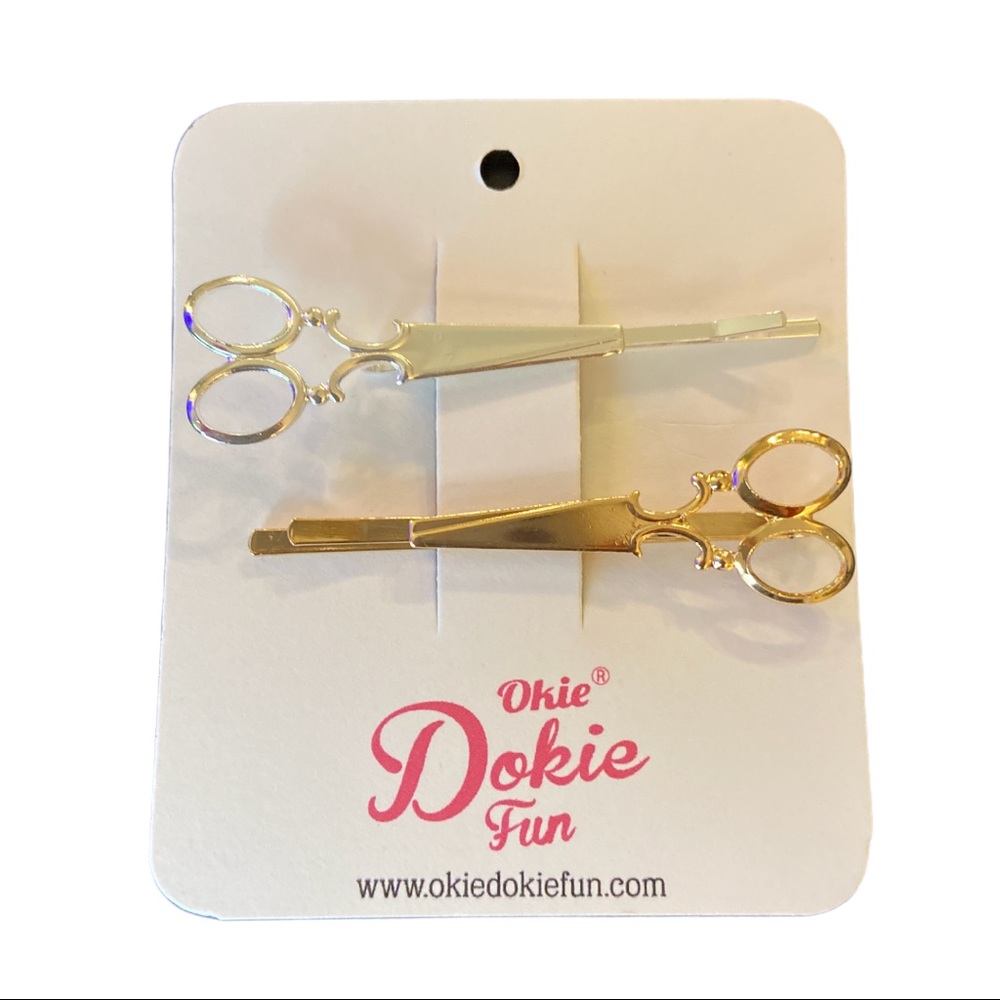 Vintage Mini Scissor Sliver and Gold Hairpin Set - Picture 2 of 5